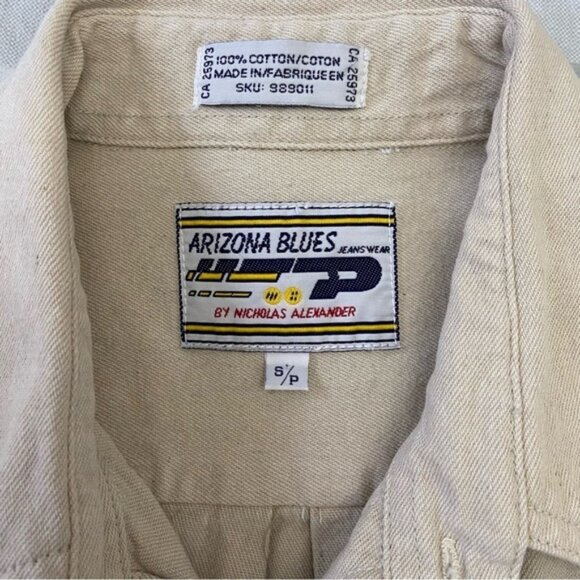 Arizona Blues button down overshirt unisex shirt ecru White strong denim small - Picture 2 of 8